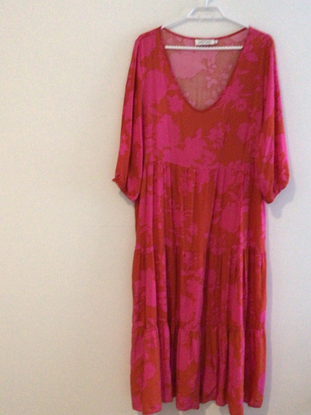 Flowy Pink Floral Midi Dress